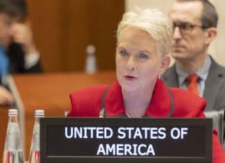 Cindy McCain, addresses the Executive Board of WFP in Rome, Italy