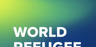 scritta "Giornata mondiale del Rifugiato" in inglese