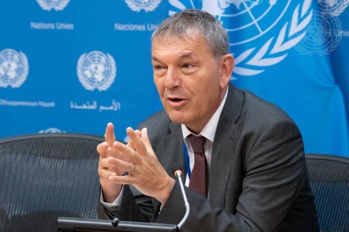 Conferenza stampa del Commissario generale dell'UNRWA Philippe Lazzarini. UN Photo/Evan Schneider