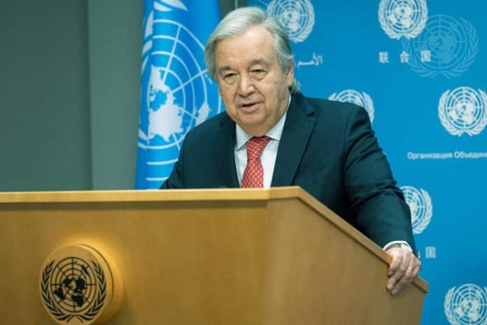 Il Segretario Generale -- Conferenza Umanitaria Internazionale per la Popolazione Civile di Gaza. UN Photo/Mark Garten