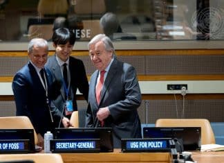 Il Segretario Generale -- Osservazioni al Dibattitto del Consiglio di Sicurezza sul "Mantenimento della Pace e della Sicurezza Internazionale: Sostenere la Pace attraverso lo Sviluppo Comune". UN Photo/Mark Garten