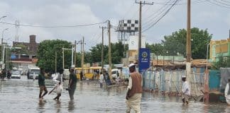 People affected by heavy rainfall and flooding in Kassala, eastern Sudan.