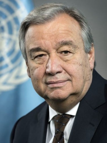 Portret van de VN Secretaris-Generaal Antonio Guterres