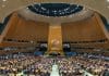 VN-Secretaris-Generaal António Guterres spreekt de zevenenzeventigste zitting van de Algemene Vergadering