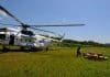 Helikopter landing DRC afgebeeld in foto.