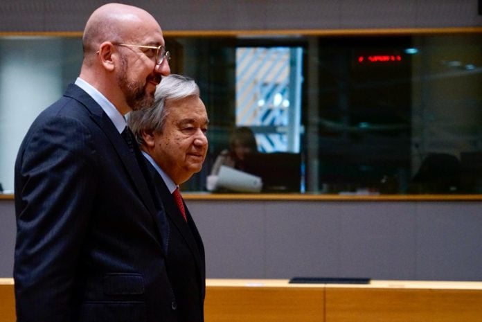 António Guterres en Charles Michel