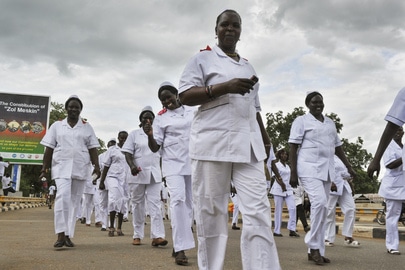 Hundreds of midwives and nurses march in Juba, Sudan to commemorate International Midwives Day (5 May) and International Nurses Day (12 May). UN Photo:Isaac Billy