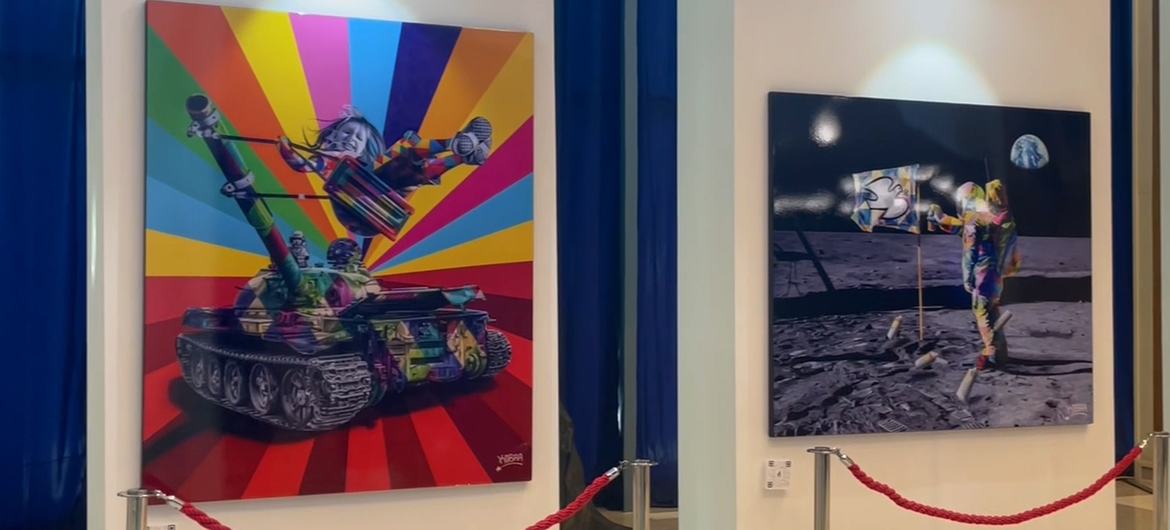 Exposição com obras do artista brasileiro Kobra na sede da ONU em Nova Iorque