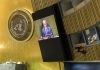 Skärm inne i FN:s generalförsamlings hall
