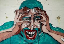 En mural som avbildar lidandet från mental ohälsa