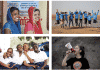 Fyra olika bilder på grupper av flickor av olika nationalitet