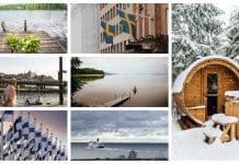Ett collage av varierande naturbilder från Sverige och Finland.